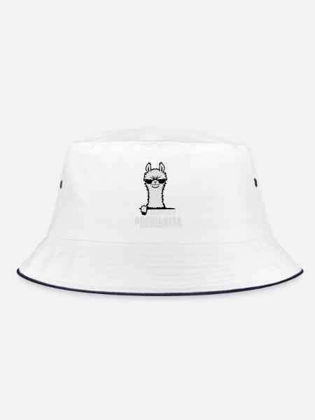 I Identify As A Probllama Cool Lama Problem Spruch - Bucket Hat - white/navy - Front