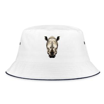Rhino Illustration - Bucket Hat - white/navy - Front