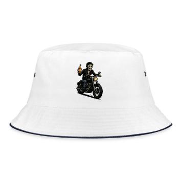 Motard squelette avec bouteille - Bob - blanc/marine - Devant