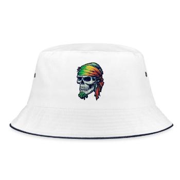 Vivid Rainbow Skull Bandana - Bucket Hat - white/navy - Front