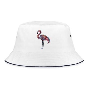 Flamingo Bunt - Bucket Hat - Weiß/Navy - Vorne
