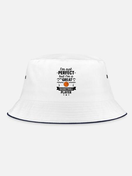 Nicht perfekt aber ein super Basketballer - Bucket Hat - Weiß/Navy - Vorne