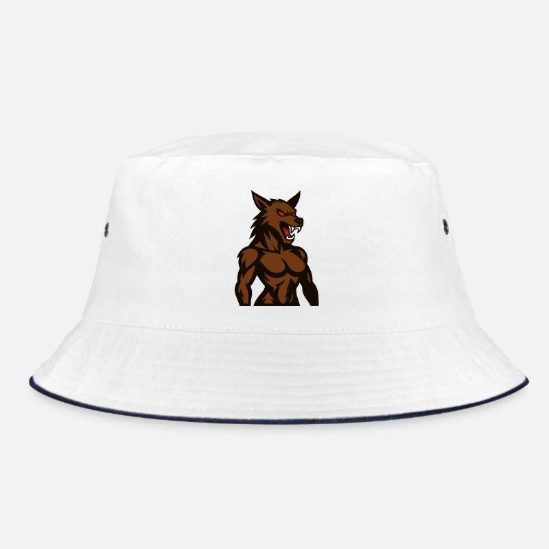 Wütender Braunwolf Maskottchen Bucket Hat