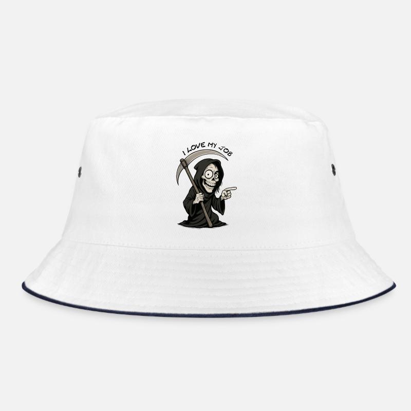 Grim Black Grim Reaper lächelt Bucket Hat