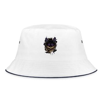 Cat Torn Cloth - Sweet Gothic - Bucket Hat - white/navy - Front