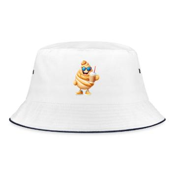Croissant with coffee - Bucket Hat - white/navy - Front