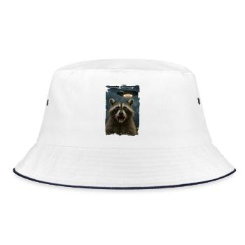 Waschbär Raccoon UFO Alien Weirdcore Aesthetic - Bucket Hat - white/navy - Front