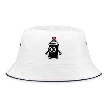 Graffiti Spraydose | Street Art mit Herz - Bucket Hat - Weiß/Navy - Vorne