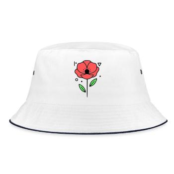 Poppy-Poppies-Minimalist-Line-Art-3 - Bucket Hat - white/navy - Front