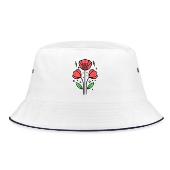 Poppy Poppies Minimalist Line Art 10 - Bucket Hat - white/navy - Front