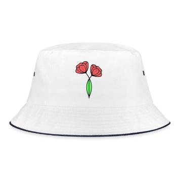 Poppy Poppies Minimalist Line Art 6 - Bucket Hat - white/navy - Front