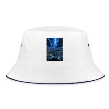Luminous city under electric sky - Bucket Hat - white/navy - Front