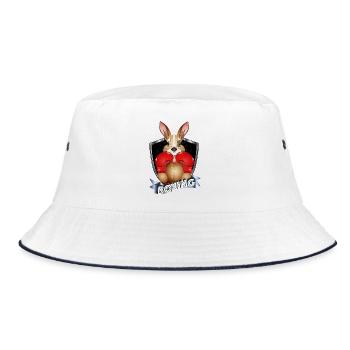Boxendes Känguru – Lustiges Boxer-Motiv - Bucket Hat - Weiß/Navy - Vorne