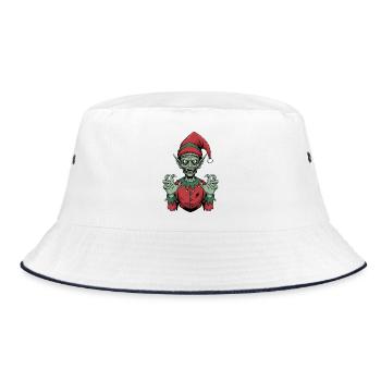 Creepy Skeleton Christmas Gnome Horror Gesche - Bucket Hat - white/navy - Front