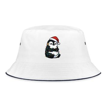 Mürrischer Pinguin Weihnachten Clumsy Santa Verhed - Bucket Hat - Weiß/Navy - Vorne