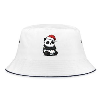 Panda Christmas clumsy Santa grumpy funny - Bucket Hat - white/navy - Front