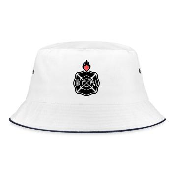 Fire Brigade Emblem | Florian Cross with Heart - Bucket Hat - white/navy - Front