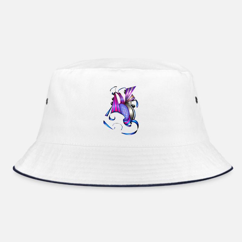 Coloured spiral and fan art Bucket Hat