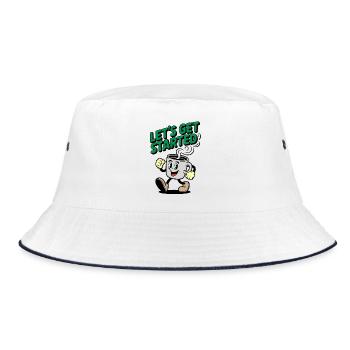Lets Get Started Kaffee Motiv - Bucket Hat - Weiß/Navy - Vorne