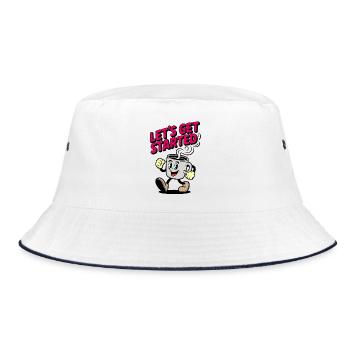 Coffee Kickstart Motif - Bucket Hat - white/navy - Front