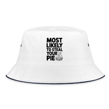 Am ehesten wird er Ihren Kuchen stehlen - Bucket Hat - Weiß/Navy - Vorne