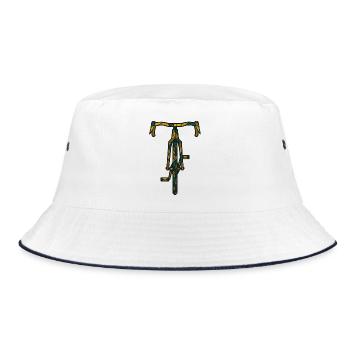 Künstlerische Rennrad Silhouette   - Bucket Hat - Weiß/Navy - Vorne
