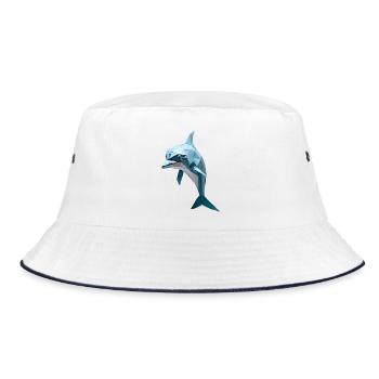 Bleu Low-Poly Dolphin - Bob - blanc/marine - Devant