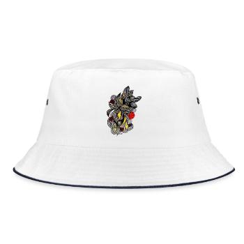 Fleurs de ligne blanche noire Accents jaunes - Bob - blanc/marine - Devant