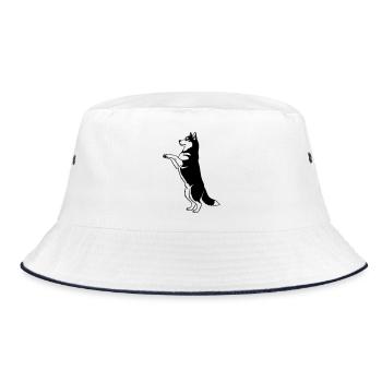 Stehender Hund Silhouette Vector - Bucket Hat - Weiß/Navy - Vorne