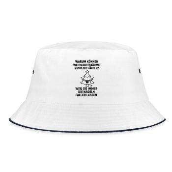 weihnachtsbaum häkeln witz nadeln fallen lassen - Bucket Hat - Weiß/Navy - Vorne
