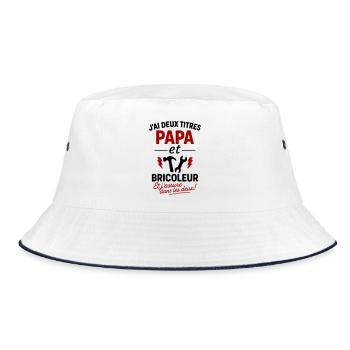 Vatertagsgeschenk-Idee für Vatertag von Papa und Handwerker - Bucket Hat - Weiß/Navy - Vorne