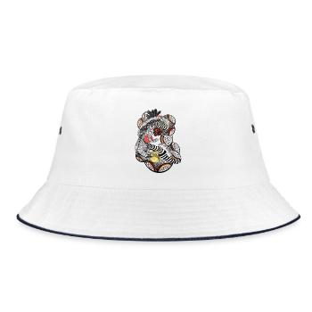 Intricate line art - Bucket Hat - white/navy - Front