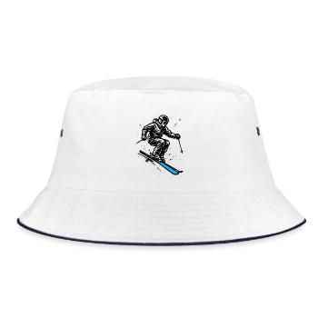 Skiing | Skier | Mountain - Bucket Hat - white/navy - Front