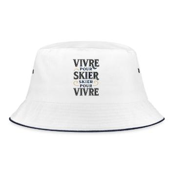 Vivre pour skier, skier pour vivre - Bob - blanc/marine - Devant