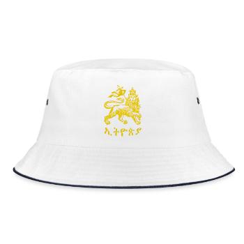 Lion of Judah Jah Rastafari Rasta Reggae Roots - Bucket Hat - white/navy - Front