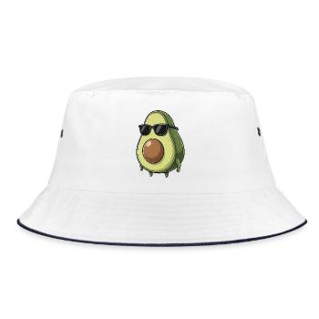 Lustige Avocado mit Sonnenbrille Cartoon Vegan coo - Bucket Hat - Weiß/Navy - Vorne