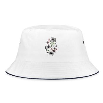 Butterfly Flower Circle - Bucket Hat - white/navy - Front