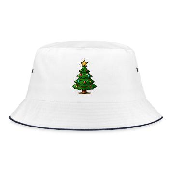 Glittering Christmas tree with star - Bucket Hat - white/navy - Front
