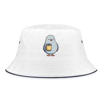 Pigeon Latte Snuggler - Bucket Hat - white/navy - Front
