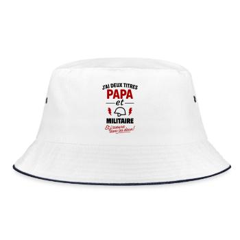 Papa Militaire cadeau fête des pères Noël cadeau - Bob - blanc/marine - Devant
