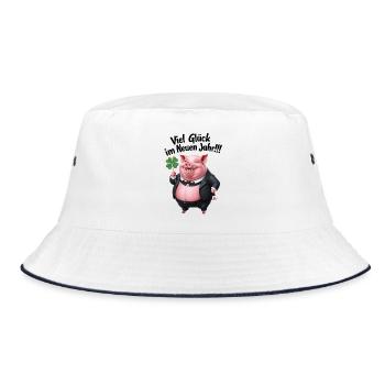 Réveillon du Nouvel An, Jour de l'An, Bonne chance, Cochon du Nouvel An - Bob - blanc/marine - Devant