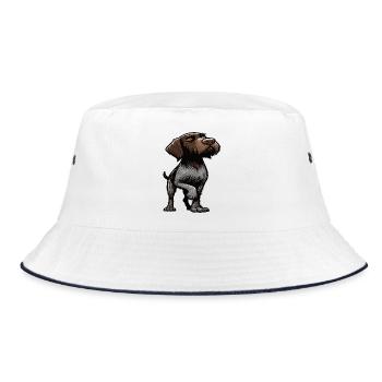 German Wirehaired German Wirehaired Owner - Bucket Hat - white/navy - Front