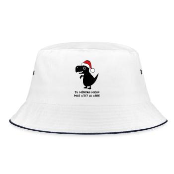 T-Rex Christmas: Humorous Crisis - Bucket Hat - white/navy - Front