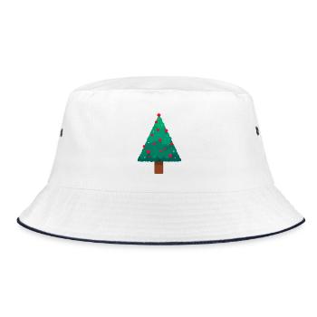 Weihnachtsbaum - Bucket Hat - Weiß/Navy - Vorne