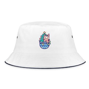 Tasche voller festlicher Stimmung - Bucket Hat - Weiß/Navy - Vorne