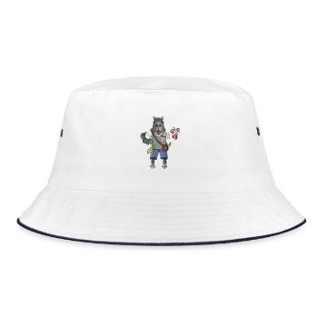 Capybara with yoga mat and book - Bucket Hat - white/navy - Front