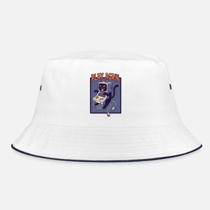 Play Again: Retro Cat with Game Console Bucket Hat