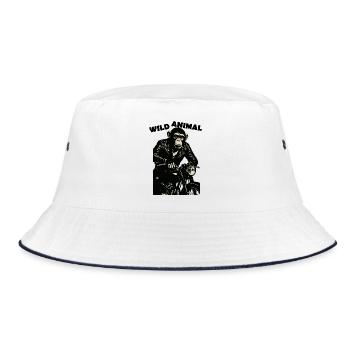 Chimp Biker Rebel on Midnight Bike - Bucket Hat - white/navy - Front
