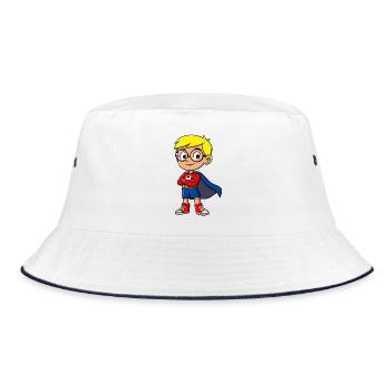 Little superhero with glasses - Bucket Hat - white/navy - Front