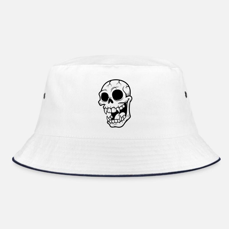 Mad Vampire Skull - Bucket Hat - white/navy